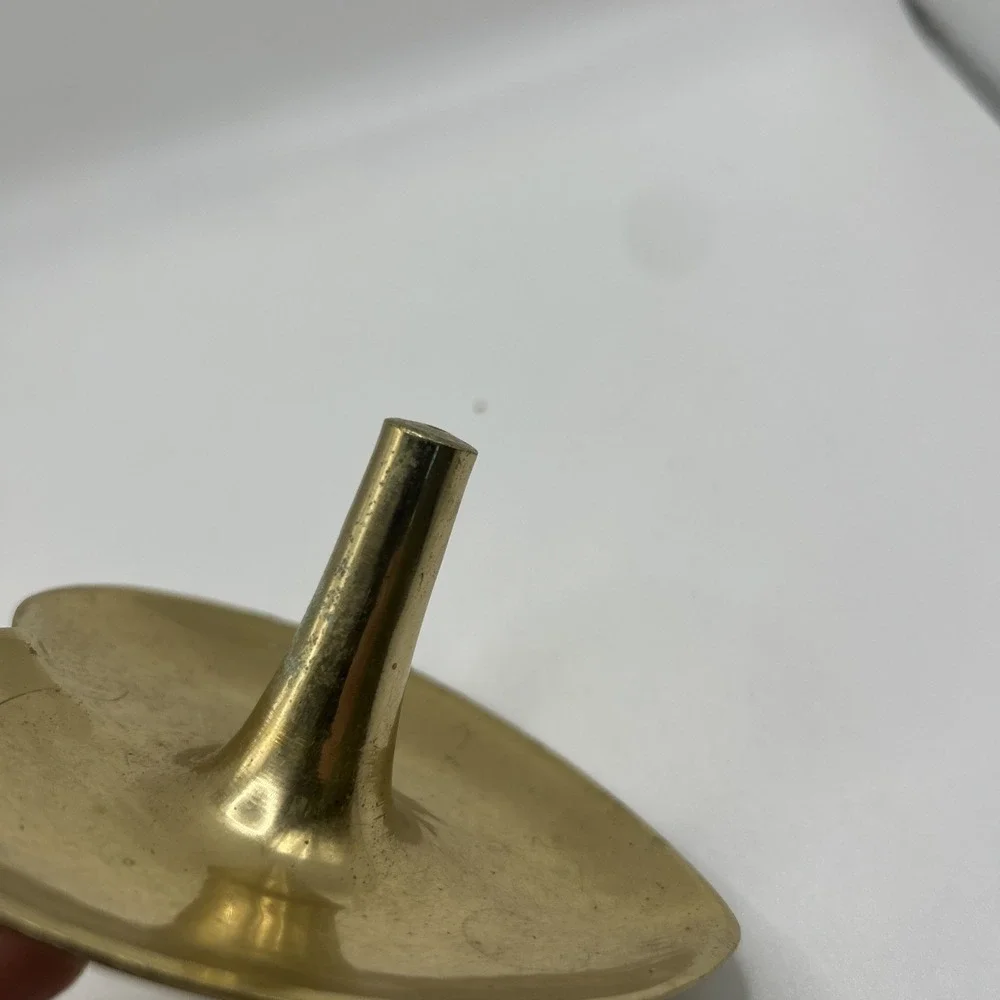 Vtg Brass Heart Shaped Ring Holder Jewelry Dish Trinket Lacquered India MCM